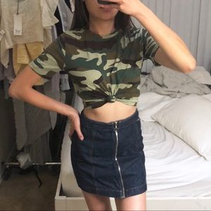 Zara camo green cropped t shirt